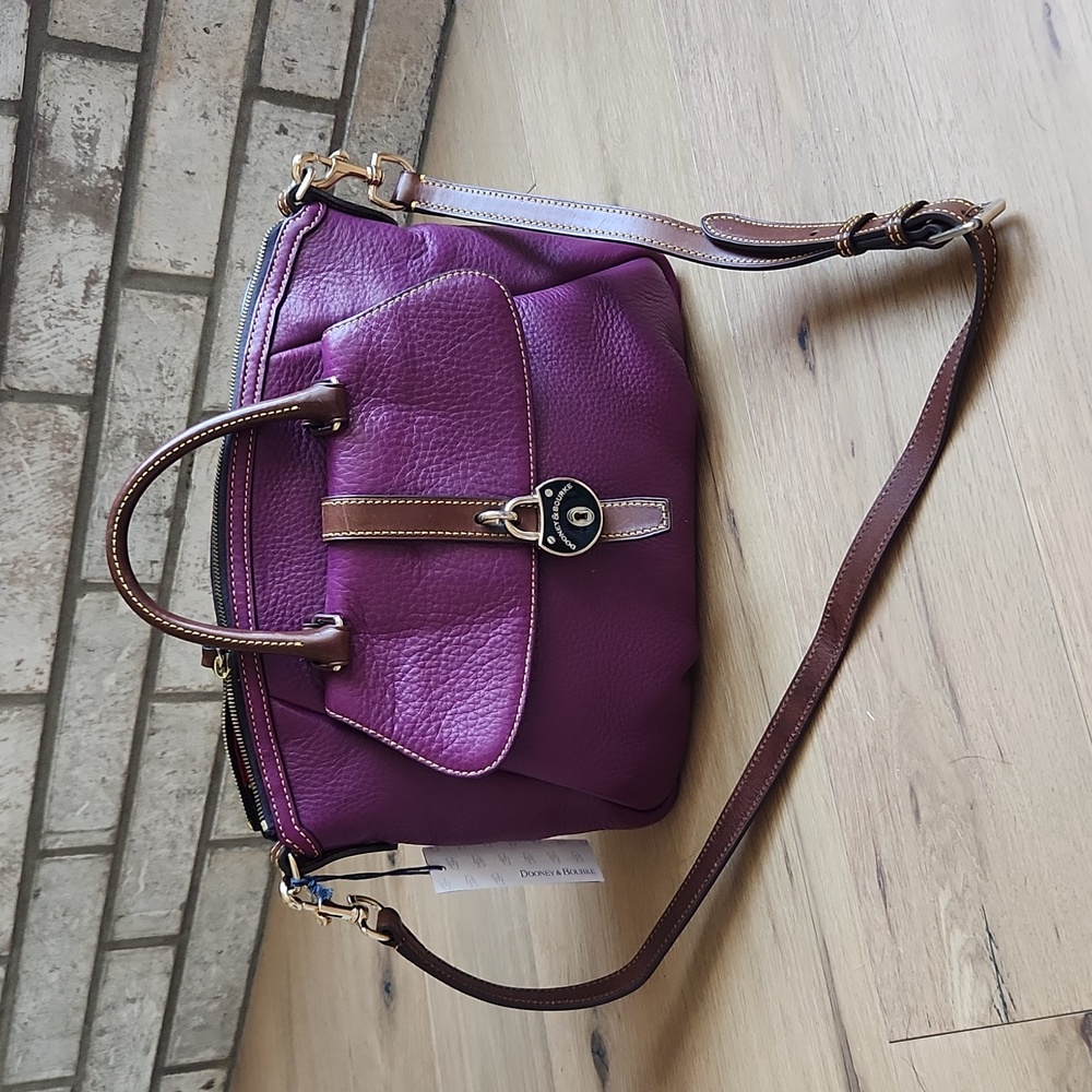 Dooney & Bourke large satchel in Purple Samba Leather.